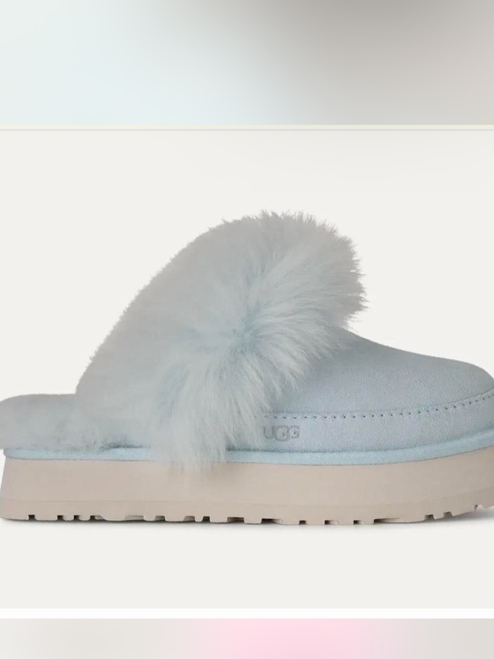 UGG disquette chalet platform Fluff Slide Cozy Slipper - Light Blue